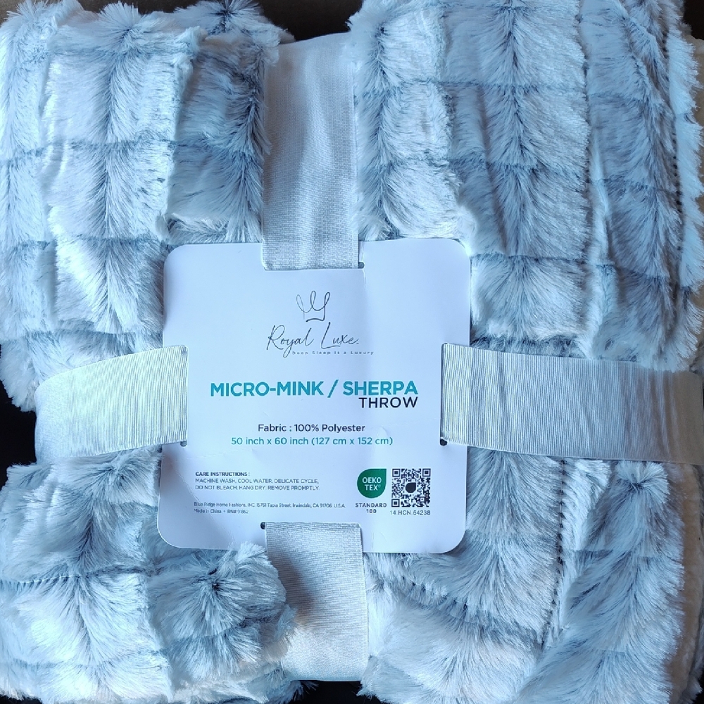 Royal Luxe Micro-Mink Sherpa Throw,New